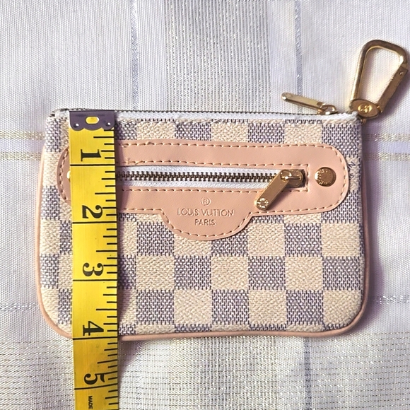 White & Grey Damier Azur Checkered Key Pouch - Picture 13 of 15